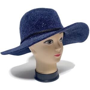 Kayla Panama Hat With Braided Belt Dark Blue Packable by Francescas